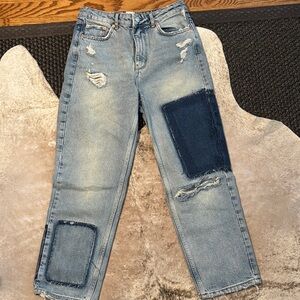BDG UO High Rise Patchwork Distressed PAX Jeans